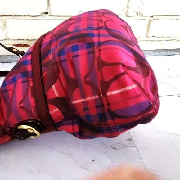 Like New Rare Coach Poppy Tartan Foldover Shoulder Bag or Cossbody Bag Purse - Picture 10 of 16